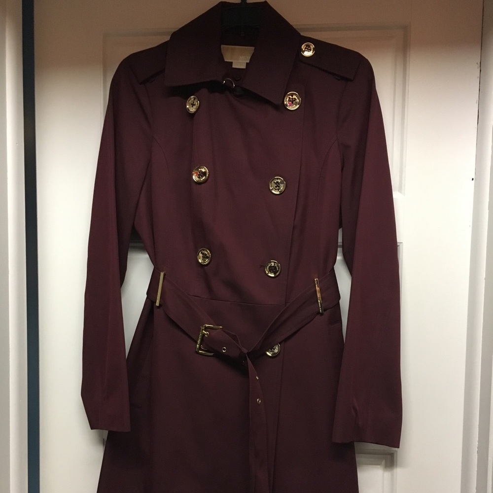Michael Kors burgundy trench coat size Small